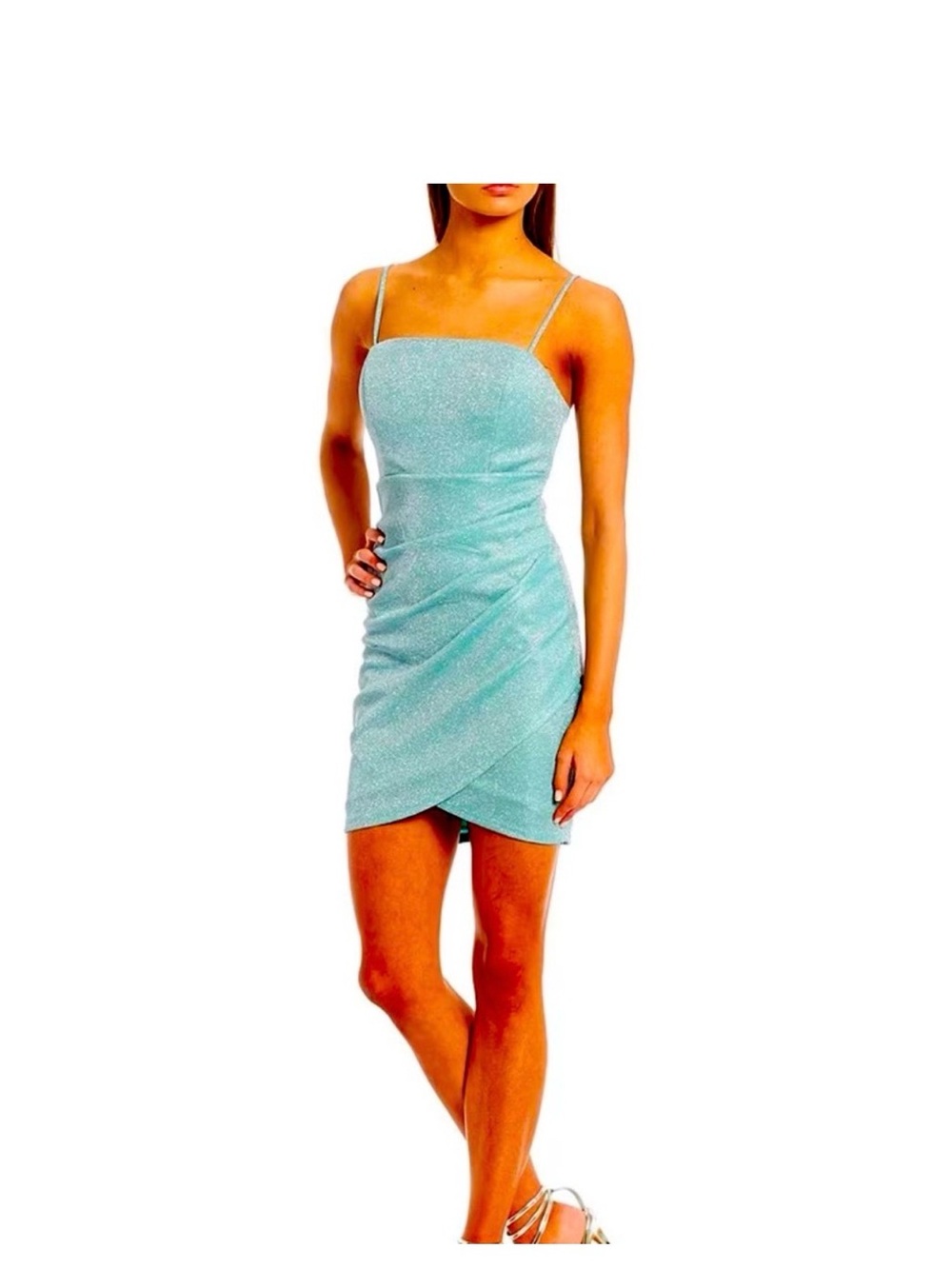 Midnight Doll Dillards Sparkle Homecoming Bodycon Mini Dress in Aqua Blue Size 3